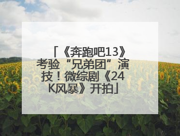 《奔跑吧13》考验“兄弟团”演技！微综剧《24K风暴》开拍