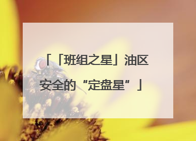 「班组之星」油区安全的“定盘星”