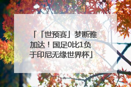 「世预赛」梦断雅加达！国足0比1负于印尼无缘世界杯