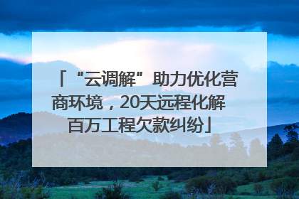 “云调解”助力优化营商环境，20天远程化解百万工程欠款纠纷
