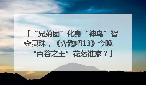 “兄弟团”化身“神鸟”智夺灵珠，《奔跑吧13》今晚“百谷之王”花落谁家？