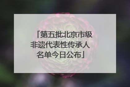 第五批北京市级非遗代表性传承人名单今日公布