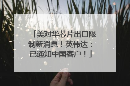 美对华芯片出口限制新消息！英伟达：已通知中国客户！