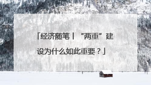 经济随笔丨“两重”建设为什么如此重要？