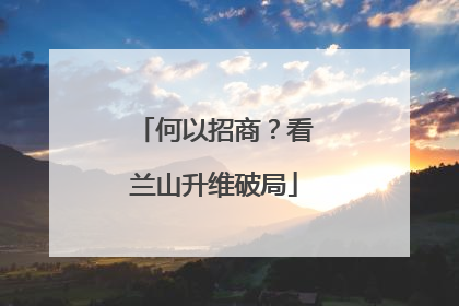 何以招商？看兰山升维破局
