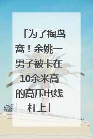 为了掏鸟窝！余姚一男子被卡在10余米高的高压电线杆上