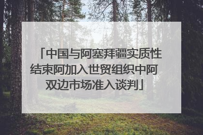 中国与阿塞拜疆实质性结束阿加入世贸组织中阿双边市场准入谈判