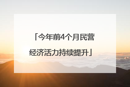 今年前4个月民营经济活力持续提升