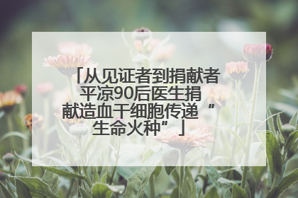 从见证者到捐献者 平凉90后医生捐献造血干细胞传递“生命火种”