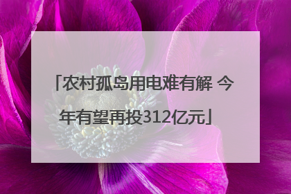 农村孤岛用电难有解 今年有望再投312亿元