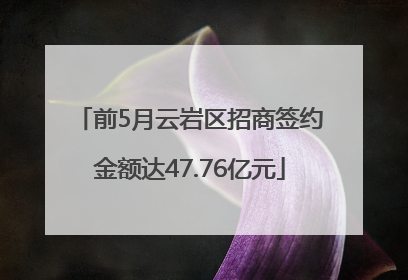 前5月云岩区招商签约金额达47.76亿元