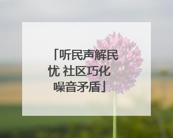 听民声解民忧 社区巧化噪音矛盾