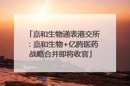 嘉和生物递表港交所：嘉和生物+亿腾医药战略合并即将收官