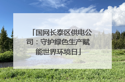 国网长泰区供电公司：守护绿色生产赋能世界环境日