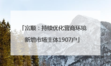富顺：持续优化营商环境 新增市场主体1907户