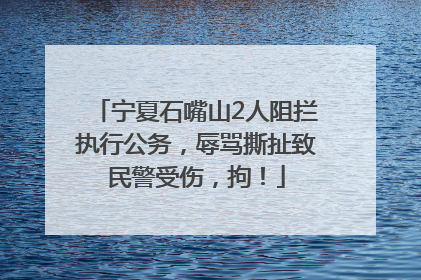 宁夏石嘴山2人阻拦执行公务，辱骂撕扯致民警受伤，拘！