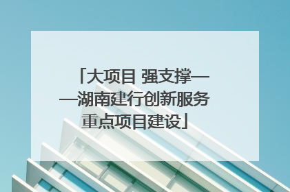 大项目 强支撑——湖南建行创新服务重点项目建设