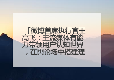 微博首席执行官王高飞：主流媒体有能力带领用户认知世界，在舆论场中搭建理性的讨论空间