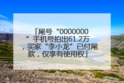尾号“0000000”手机号拍出61.2万，买家“李小龙”已付尾款，仅享有使用权