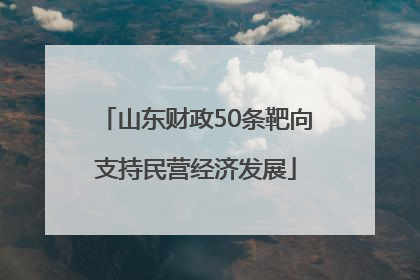 山东财政50条靶向支持民营经济发展