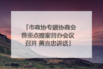 市政协专题协商会暨重点提案督办会议召开 黄喜忠讲话
