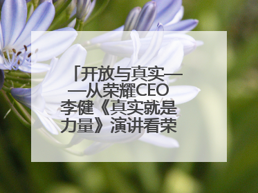 开放与真实——从荣耀CEO李健《真实就是力量》演讲看荣耀的企业新经