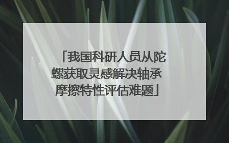我国科研人员从陀螺获取灵感解决轴承摩擦特性评估难题