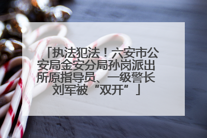 执法犯法！六安市公安局金安分局孙岗派出所原指导员、一级警长刘军被“双开”