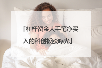杠杆资金大手笔净买入的科创板股曝光