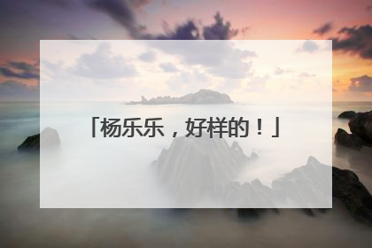 杨乐乐，好样的！