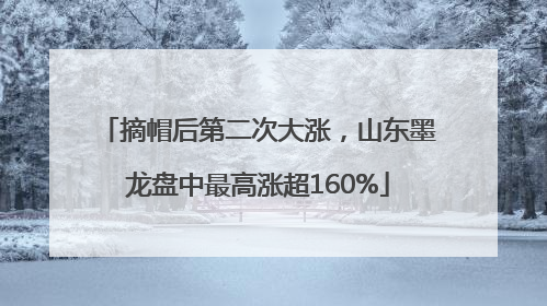 摘帽后第二次大涨，山东墨龙盘中最高涨超160%