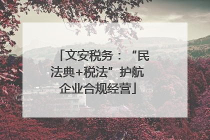 文安税务：“民法典+税法”护航企业合规经营