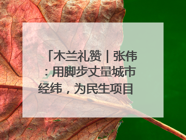 木兰礼赞｜张伟：用脚步丈量城市经纬，为民生项目按下“加速键”