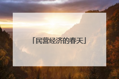 民营经济的春天