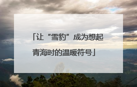 让“雪豹”成为想起青海时的温暖符号