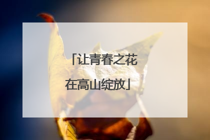 让青春之花在高山绽放
