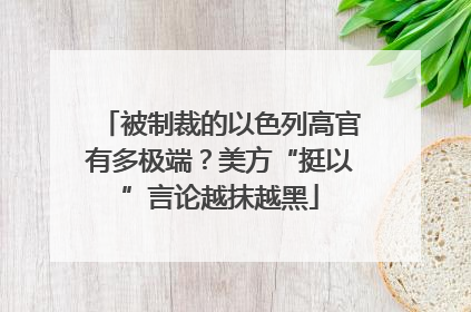 被制裁的以色列高官有多极端？美方“挺以”言论越抹越黑