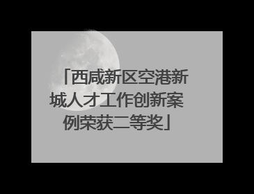 西咸新区空港新城人才工作创新案例荣获二等奖