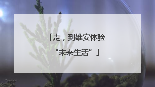 走，到雄安体验“未来生活”