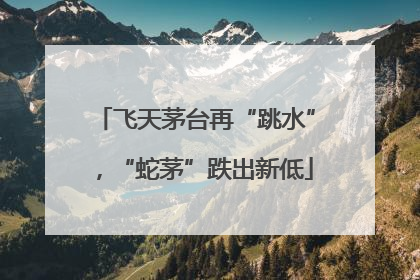 飞天茅台再“跳水”，“蛇茅”跌出新低