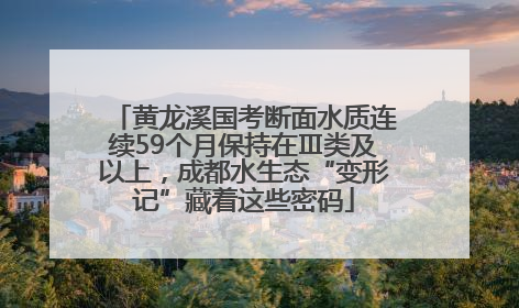 黄龙溪国考断面水质连续59个月保持在Ⅲ类及以上，成都水生态“变形记”藏着这些密码