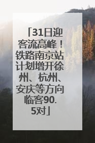 31日迎客流高峰！铁路南京站计划增开徐州、杭州、安庆等方向临客90.5对